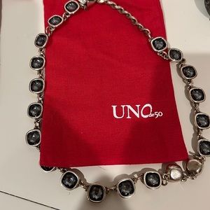 Uno de 50 necklace silver with gray stones